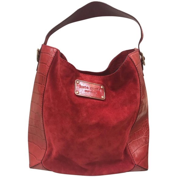 kate spade Handbags - 🆕 Kate ♠️ Spade Red Leather & Suede Bucket Bag
